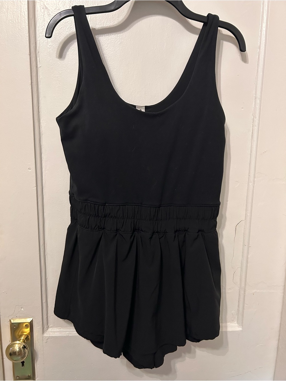 Yogalicious Black Sleeveless Peplum Tank Romper